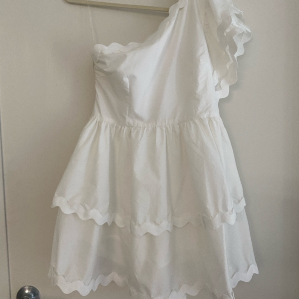 Entro White One Shoulder Ruffled Sundress - Picture 3 of 6